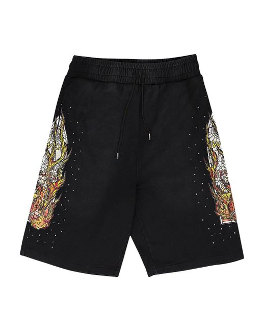 Who Decides War Black Drawstring Shorts for men