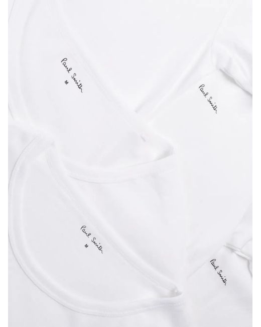 Paul Smith White 3-Pack Logo Cotton T-Shirt for men