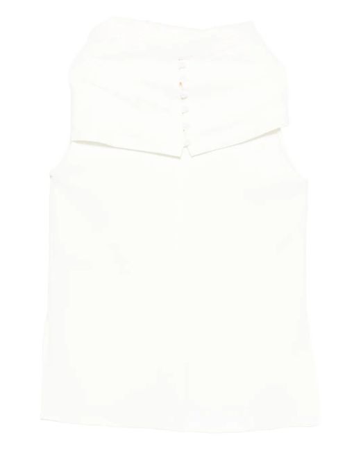 Another Tomorrow White Cowl-Neck Blouse