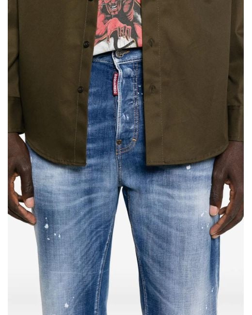 DSquared² Blue Paint-Splatter Jeans for men