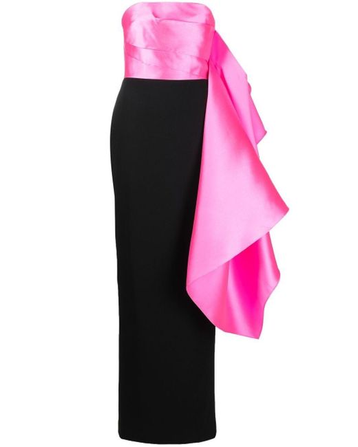 Solace London Pink Strapless Multi-panel Dress