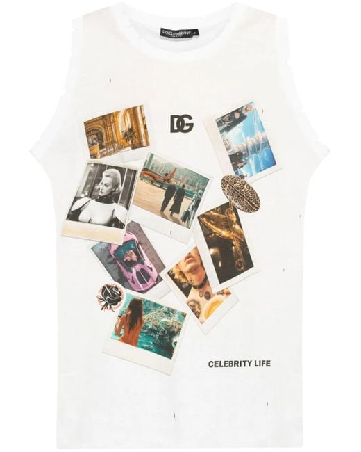 メンズ Dolce & Gabbana プリント タンクトップ White