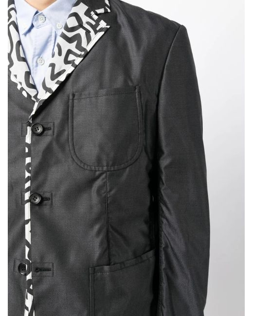 Junya Watanabe Black Contrasting-Trim Buttoned Blazer for men