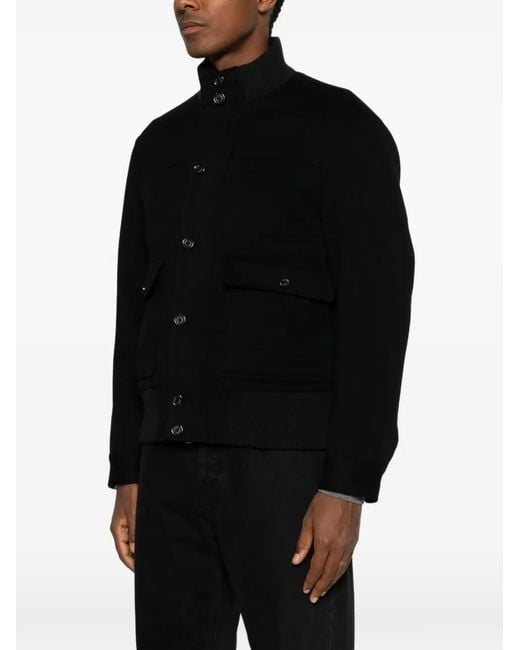 Lardini Black Button-Up Bomber Coat for men