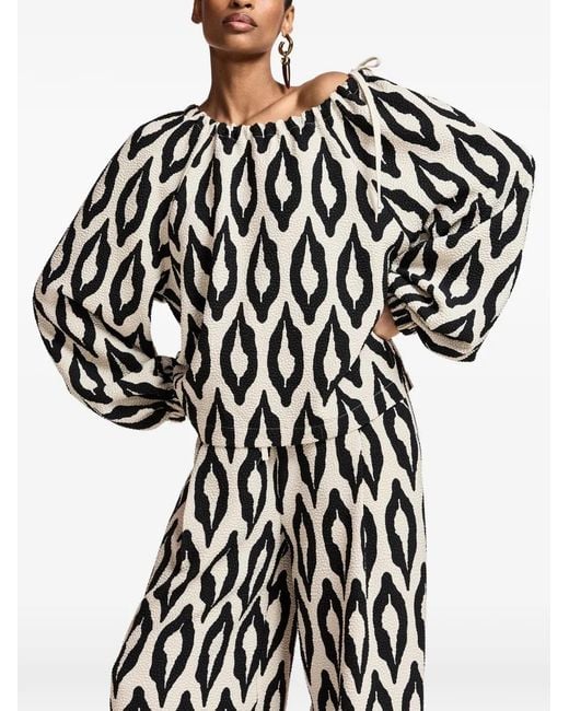 Essentiel Antwerp Black Kolorful Off-The-Shoulder Blouse