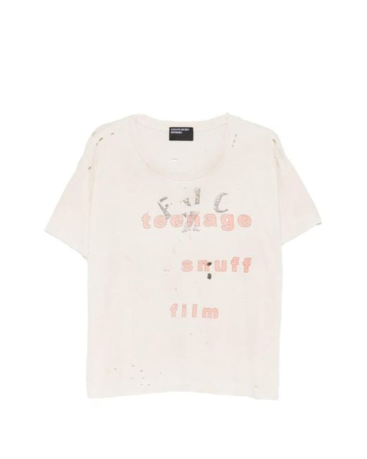 Enfants Riches Deprimes White Teenage Snuff Distressed Graphic T-Shirt for men