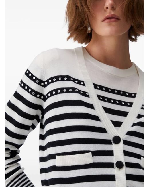 Liu Jo Black Striped Jewel Appliqués Cardigan