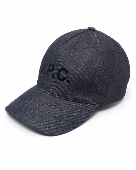 A.P.C. Blue Baseballkappe Mit Logo-Print