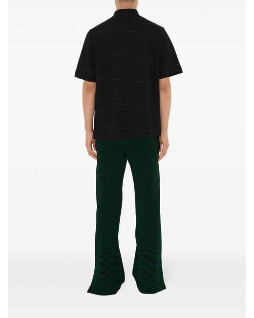 Burberry Black Logo-Embroidered Striped Polo Shirt for men