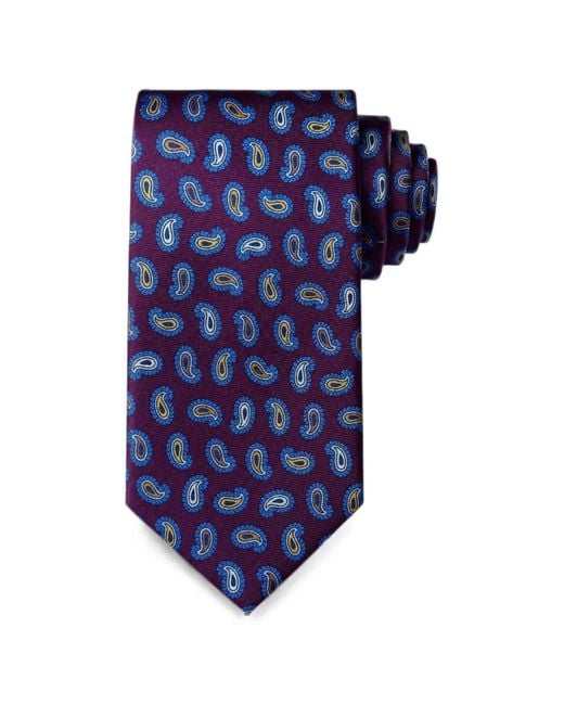 Bona Furtuna Blue Paisley-Print Silk Tie for men