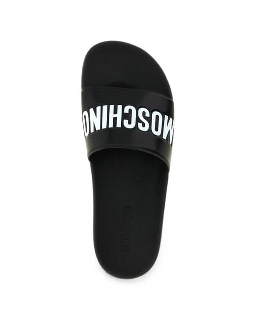 Moschino Black Logo-Embossed Slides for men