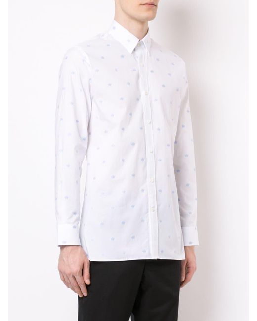 Gieves & Hawkes Cotton All-over Logo Print Shirt in White for Men - Lyst