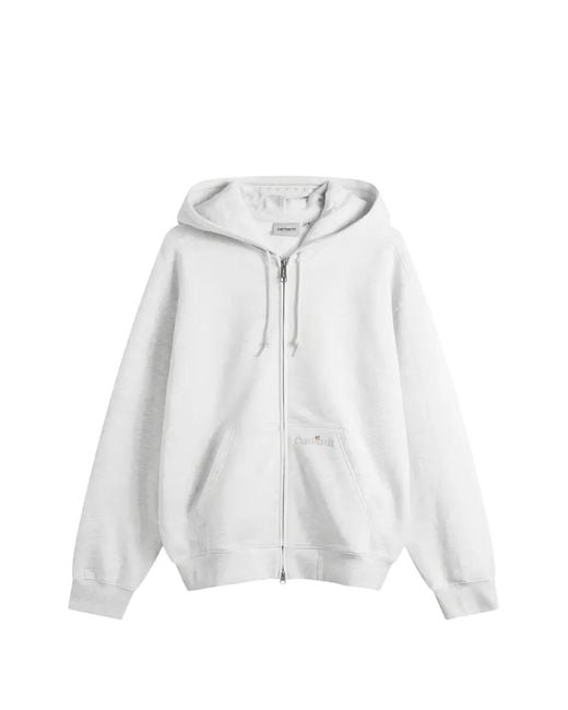 Carhartt White Logo-Embroidered Zip-Up Hoodie for men
