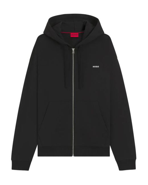HUGO Black Zip-Up Hooded Jacket for men