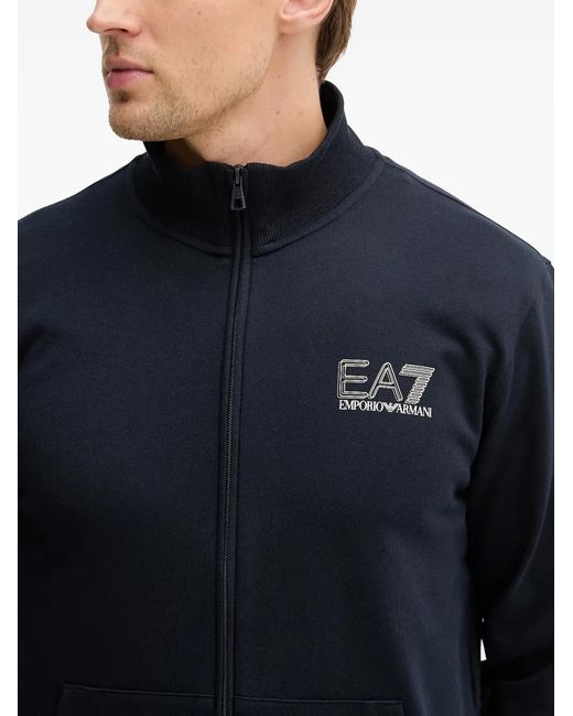 EA7 Blue Zip Logo-Detail Tracksuit for men