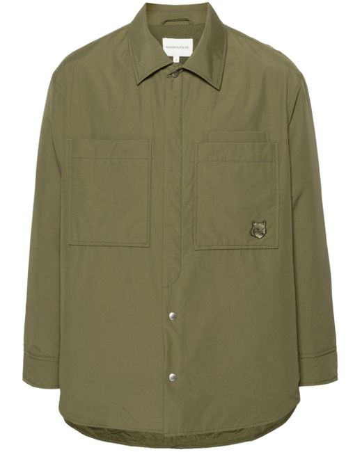 Maison Kitsuné Gefütterte Hemdjacke mit Fuchs-Motiv in Green für Herren