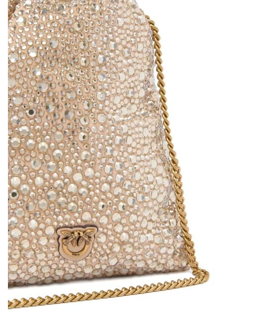 Pinko Natural Crystal-Embellished Drawstring Clutch