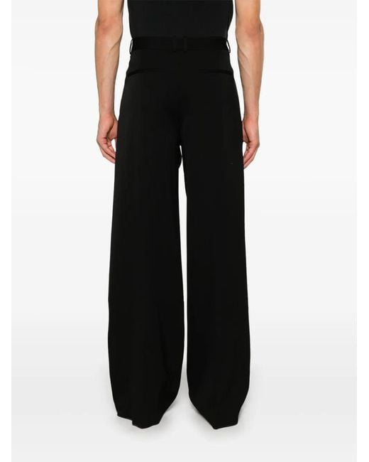 Saint Laurent Black Wide-Leg Grain De Poudre Trousers for men