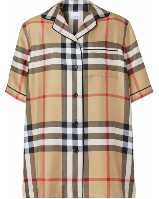 Burberry Natural Neutral Vintage Check Silk Pyjama Shirt - Women's - Silk
