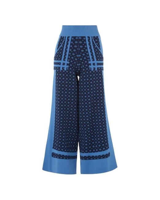 Temperley London Blue Ditzie Floral-Print Trousers