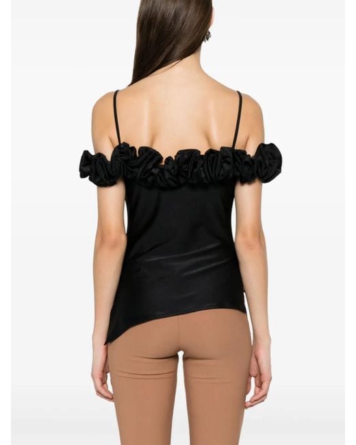 Coperni Black Asymmetric Hem Top With Off-Shoulder Design