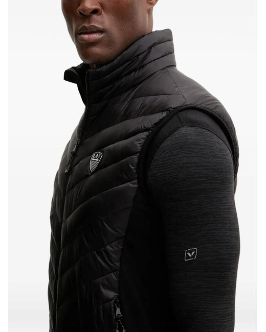 EA7 Black Quilted Gilet for men