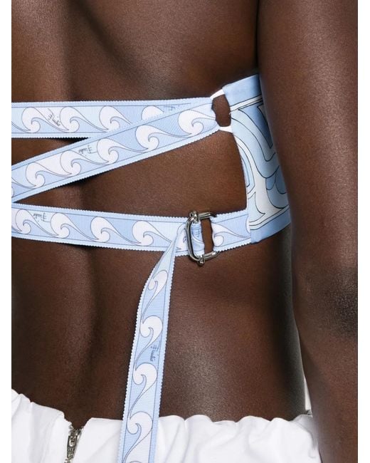 Emilio Pucci White Geometric-Pattern Bandeau Top