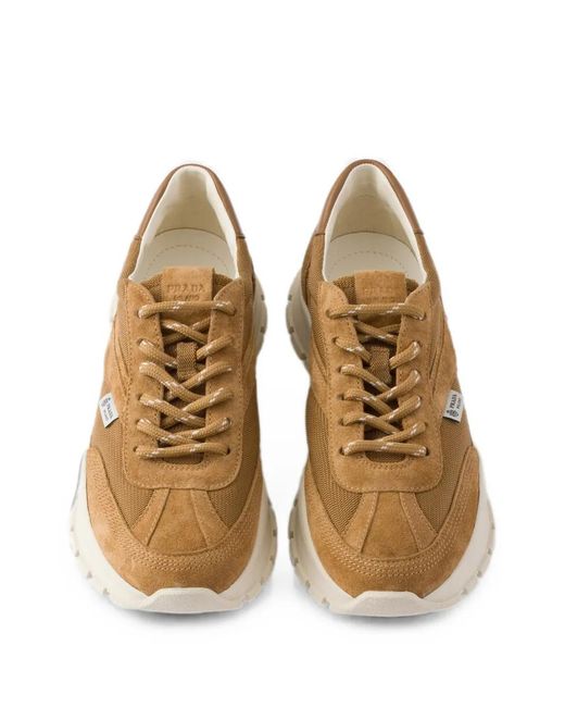 Prada Brown Panelled Sneakers