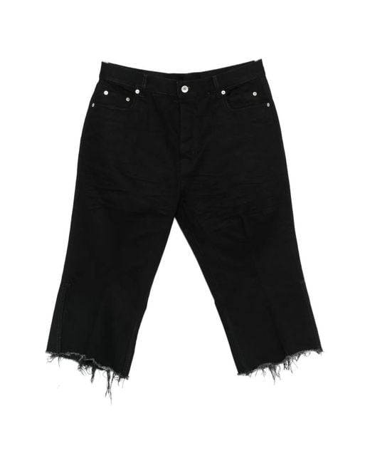 Rick Owens Black Bolan Cropped Raw-Cut Jeans for men