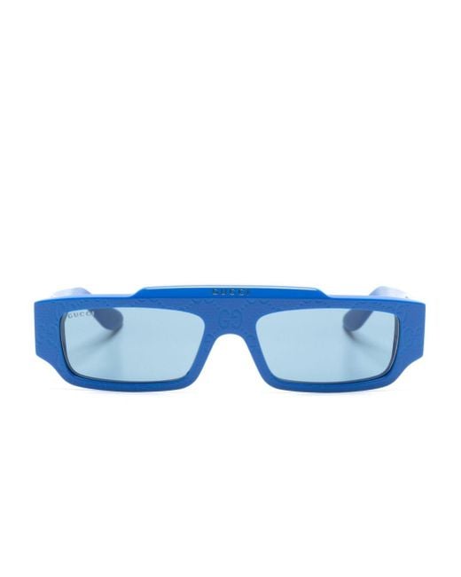 Gucci Blue GG-Supreme Rectangle-frame Sunglasses for men
