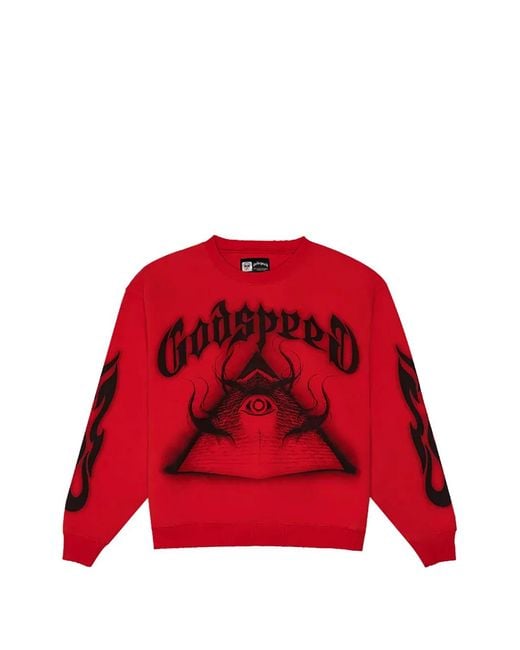 Godspeed Red Eop Flame Graphic Sweatshirt for men