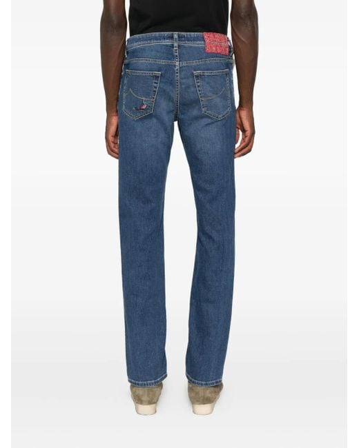 Jacob Cohen Blue Logo-Embroidered Jeans for men