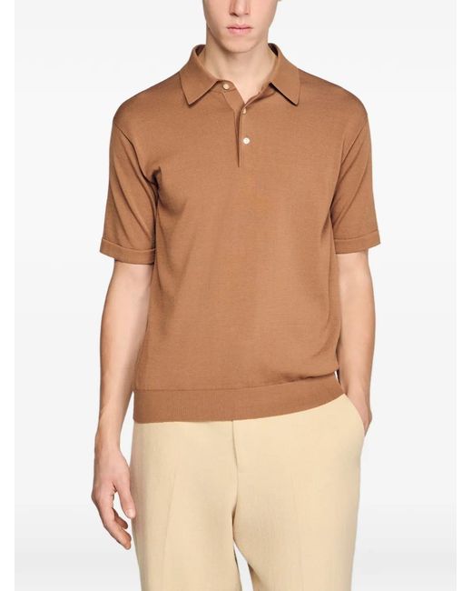 Sandro Brown Short-Sleeve Polo Shirt for men
