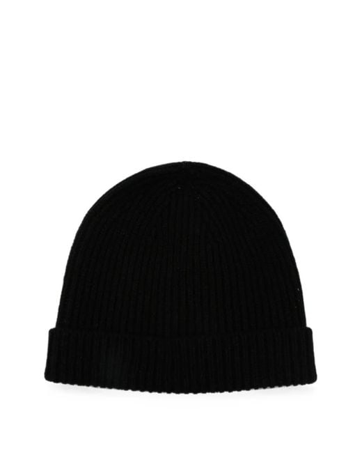 Rick Owens Black Ribbed-Knit Beanie Hat for men