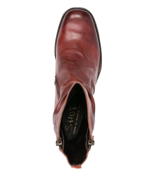 shotof Brown 50Mm Zipped Block-Heel Ankle Boots