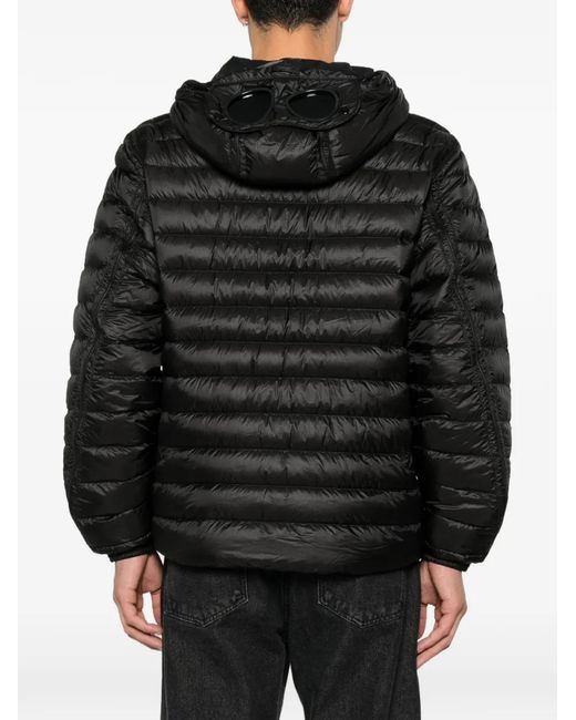 C P Company Black Goggle-Detail Padded Jacket for men