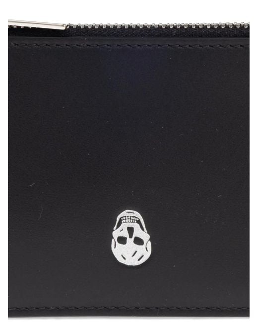 Alexander McQueen Black Zippered Leather Wallet for men