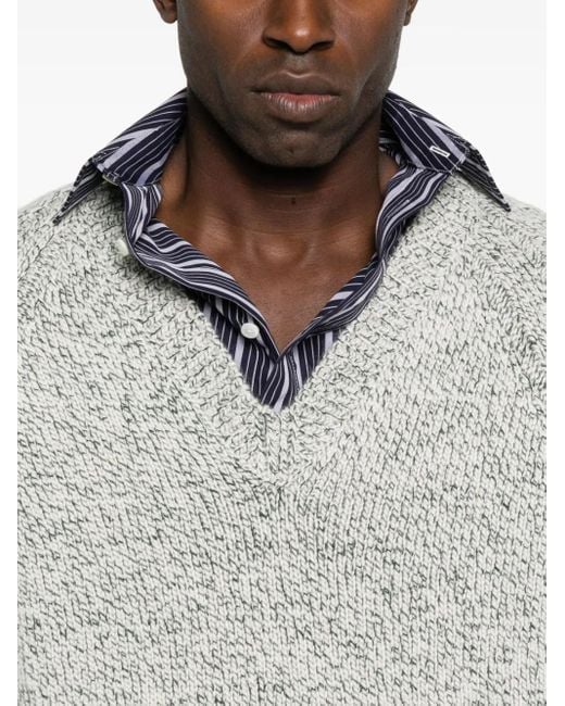 Zegna Gespikkelde Trui Met V-Hals in het Gray voor heren