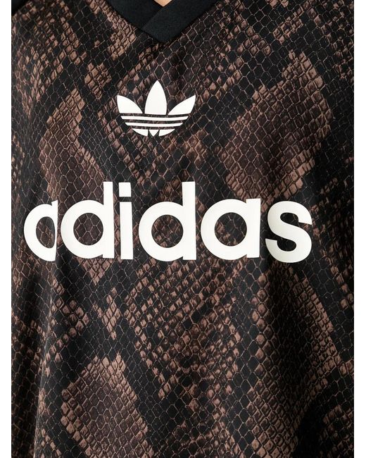 Adidas Black Snake-Print Logo-Print T-Shirt