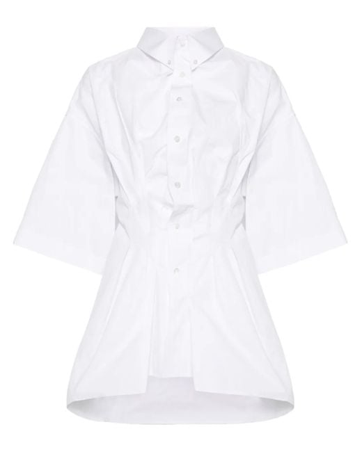 Maison Margiela White Popeline-Hemd Mit Knitteroptik