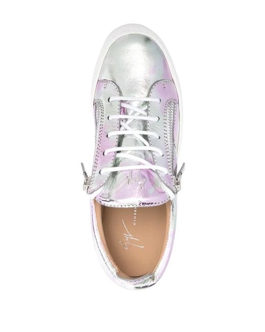 Giuseppe Zanotti White Sneakers Im Metallic-Look