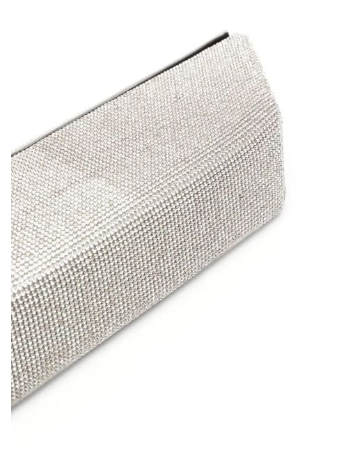Kara White Crystal-Embellished Box-Shaped Shoulder Bag