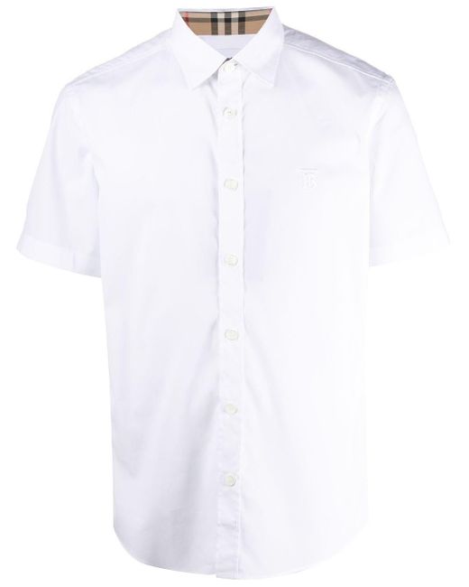 Burberry Baumwolle Hemd mit TB-Stickerei in Weiß für Herren - Lyst