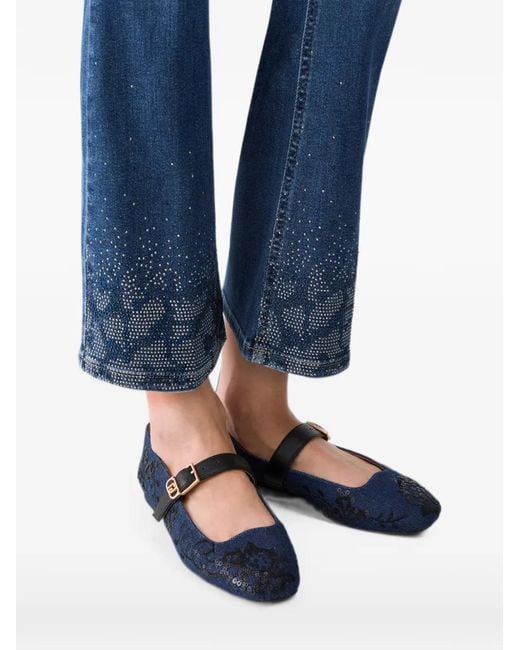Liu Jo Blue Bootcut Jeans With Rhinestones