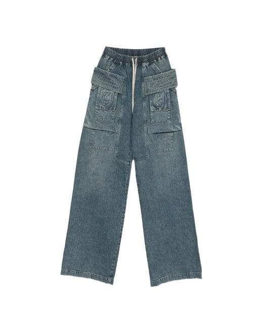 Rick Owens Blue Creatch Wide Cargo Drawstring for men