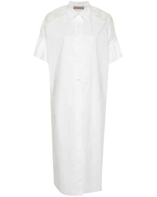 Gentry Portofino White Sheer-Panelled Shirt Maxi Dress