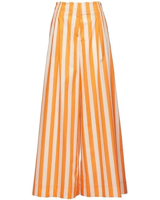 LaDoubleJ Orange Vertical-Stripe Palazzo Trousers