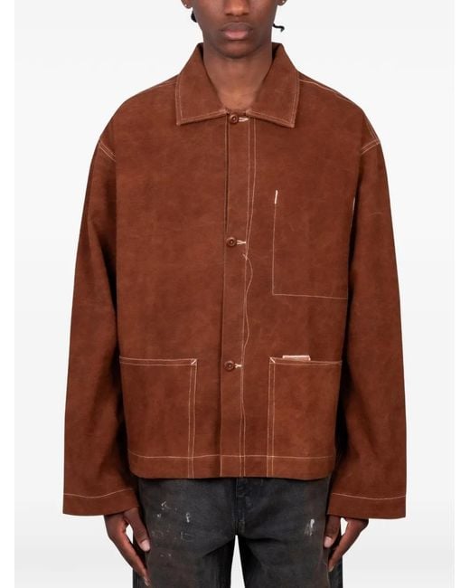 STORY mfg. Brown Contrast-Stitch Jacket for men