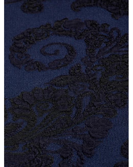 Etro Blue Patterned-Intarsia Knitted Top