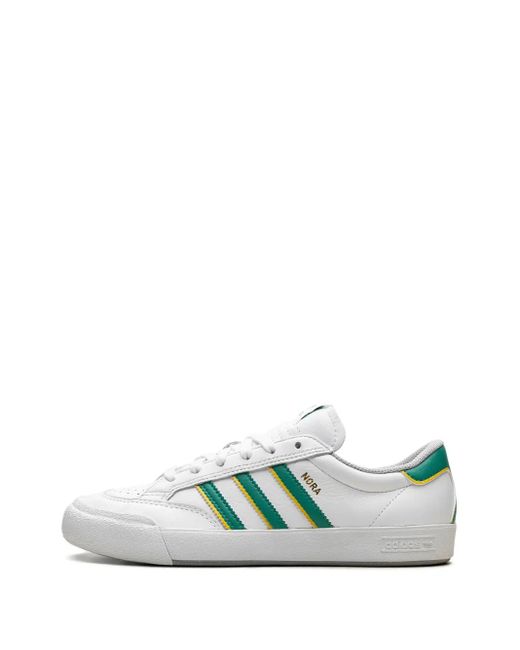 Adidas Green Nora Three-Stripe Leather Sneakers for men